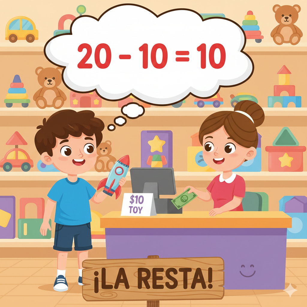 Ejemplo visual de resta